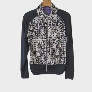 Bolle Activewear‎ Jacket Full Zip Workout Running Track Black Animal Print Small